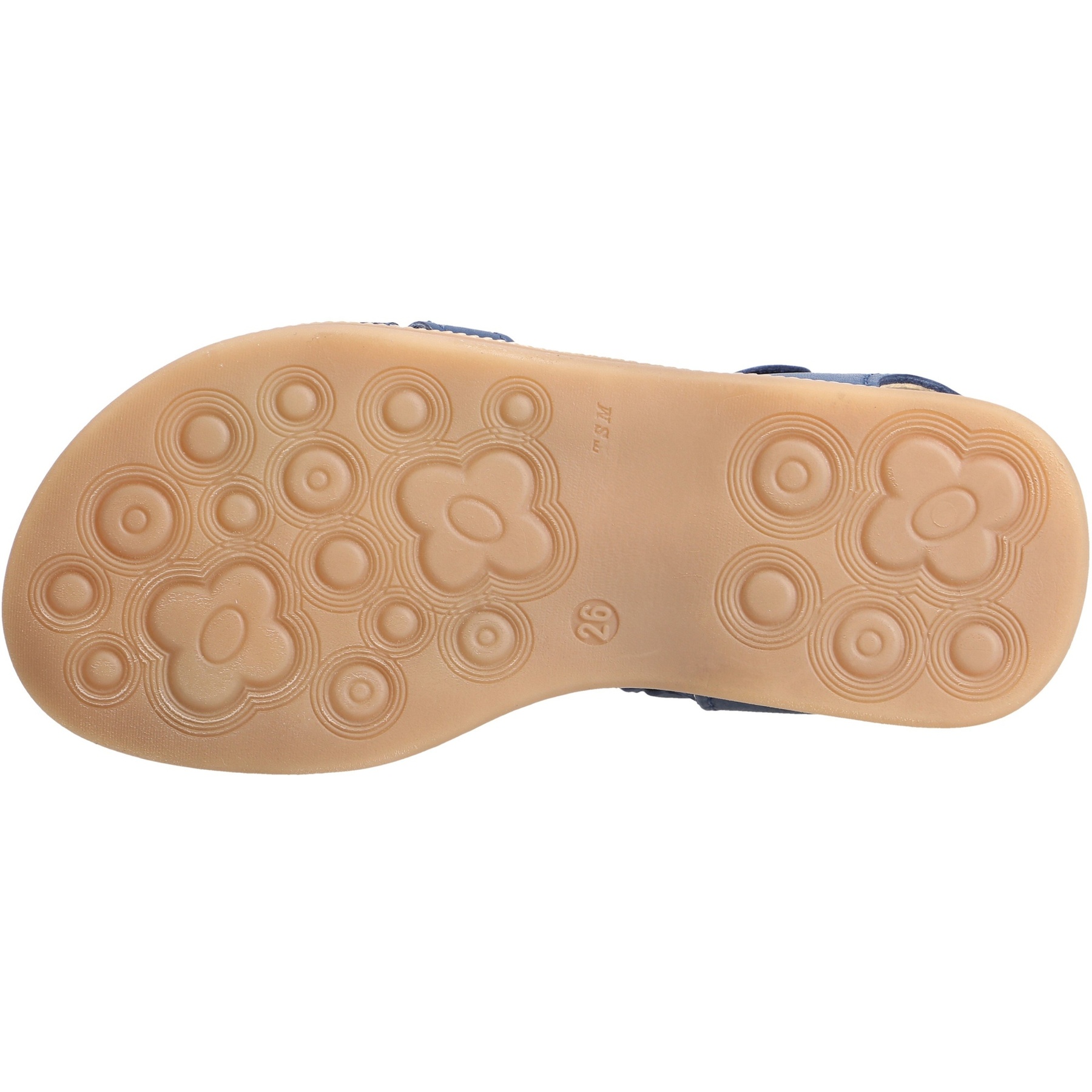 blaue sandale sohlenansicht