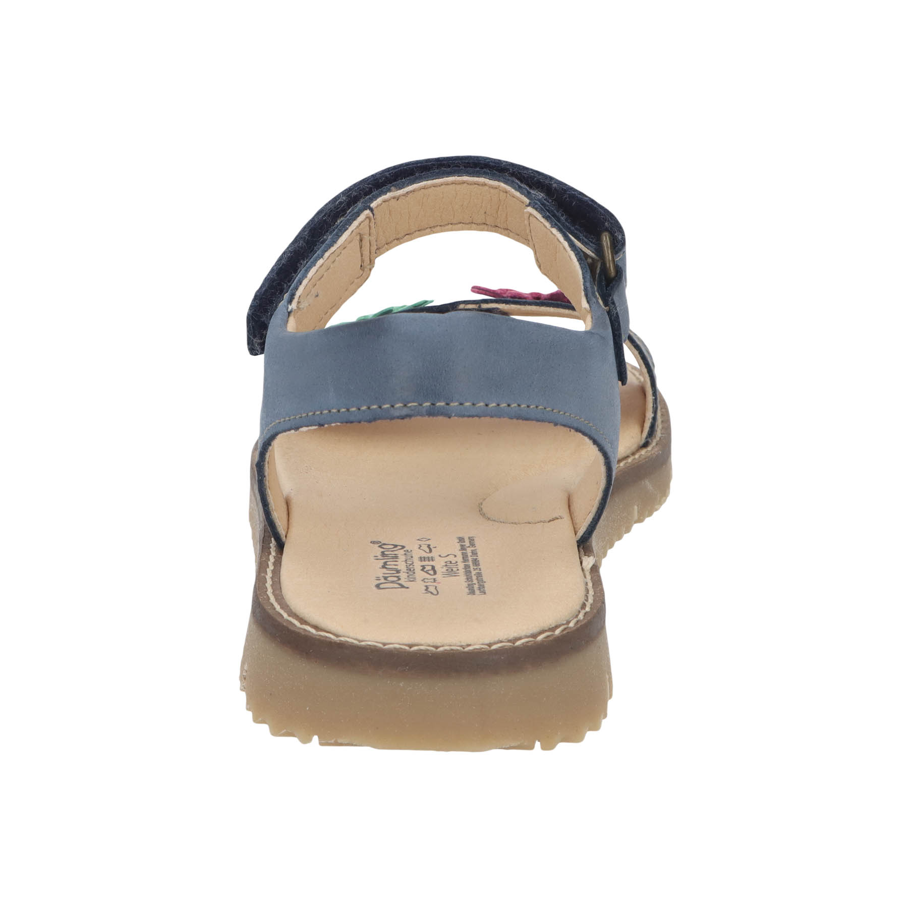 blaue sandale hinteransicht