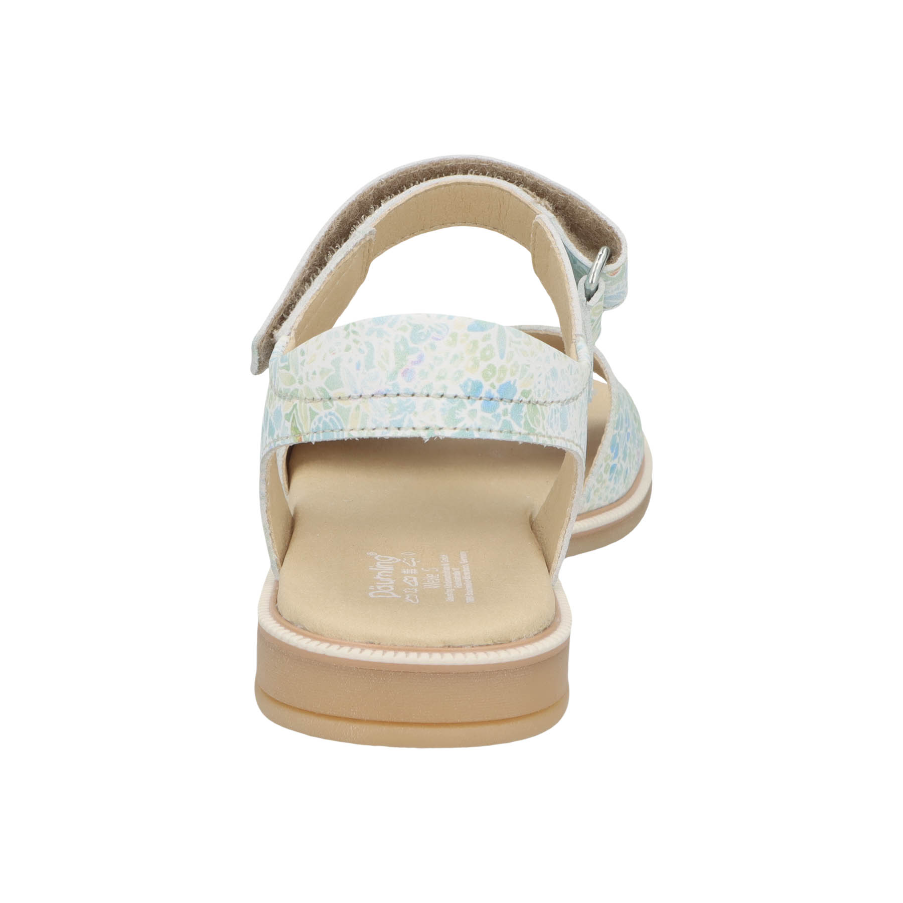 blaue sandale hinteransicht