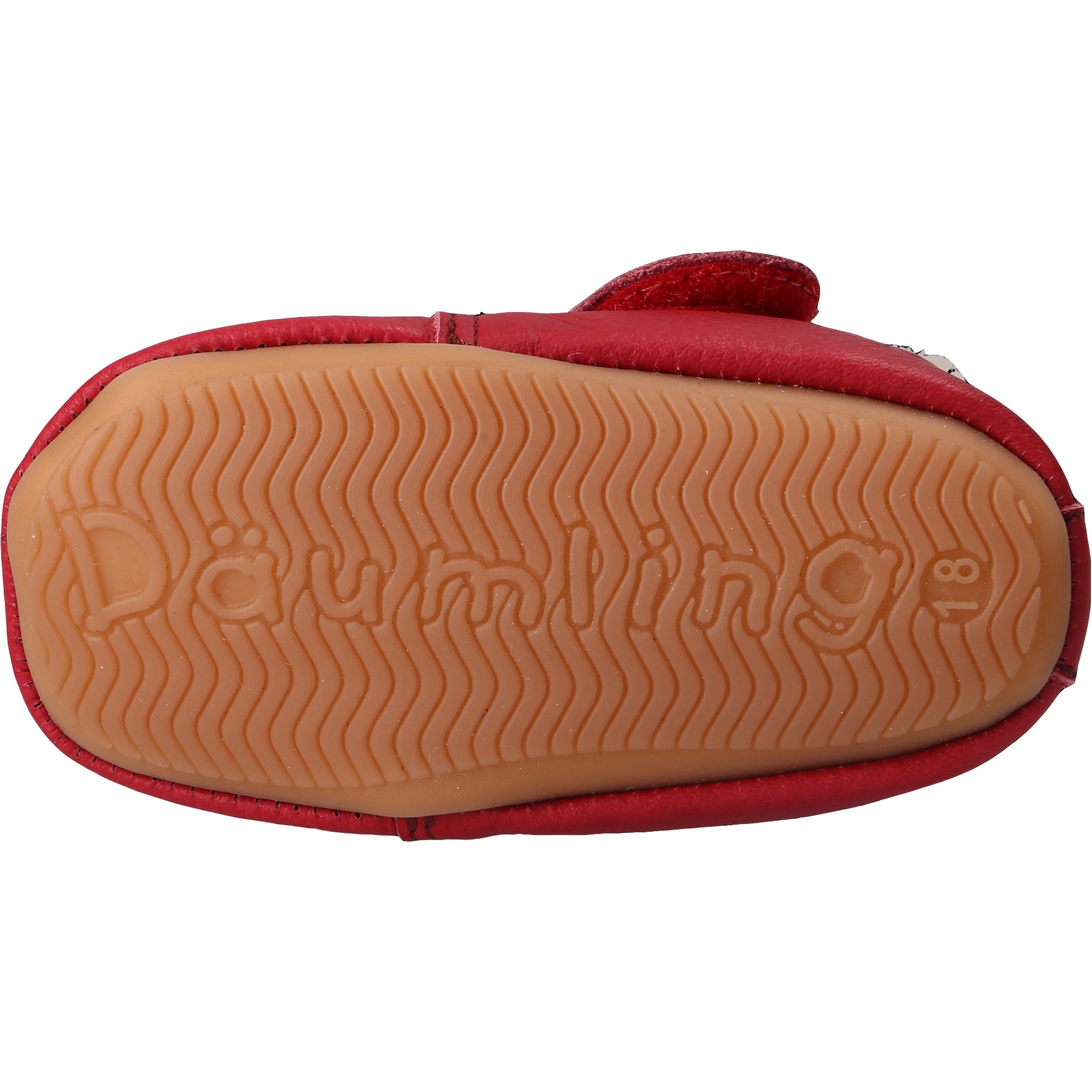 rote krabbelschuhe sohlenansicht