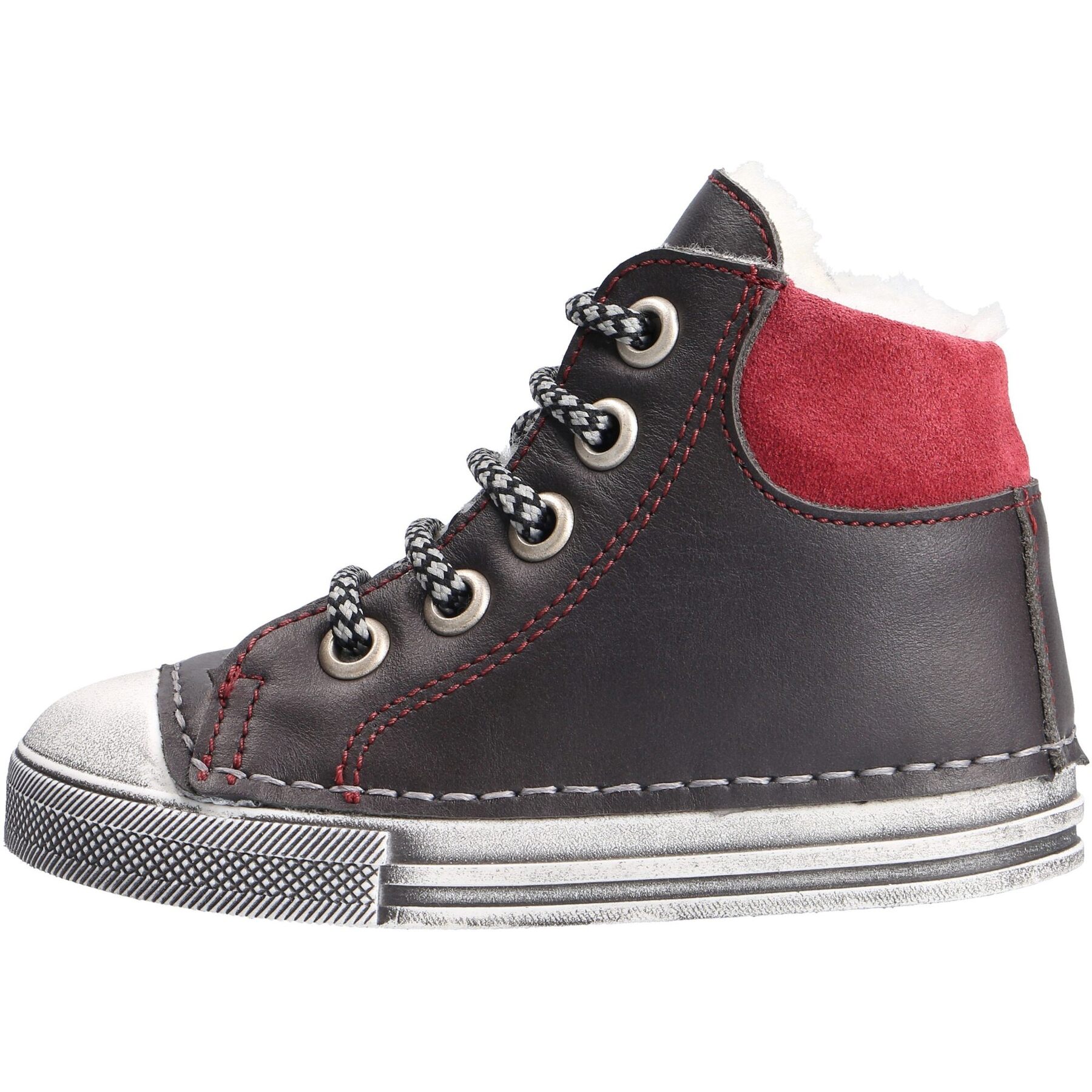 graue lauflernschuhe seitenansicht links