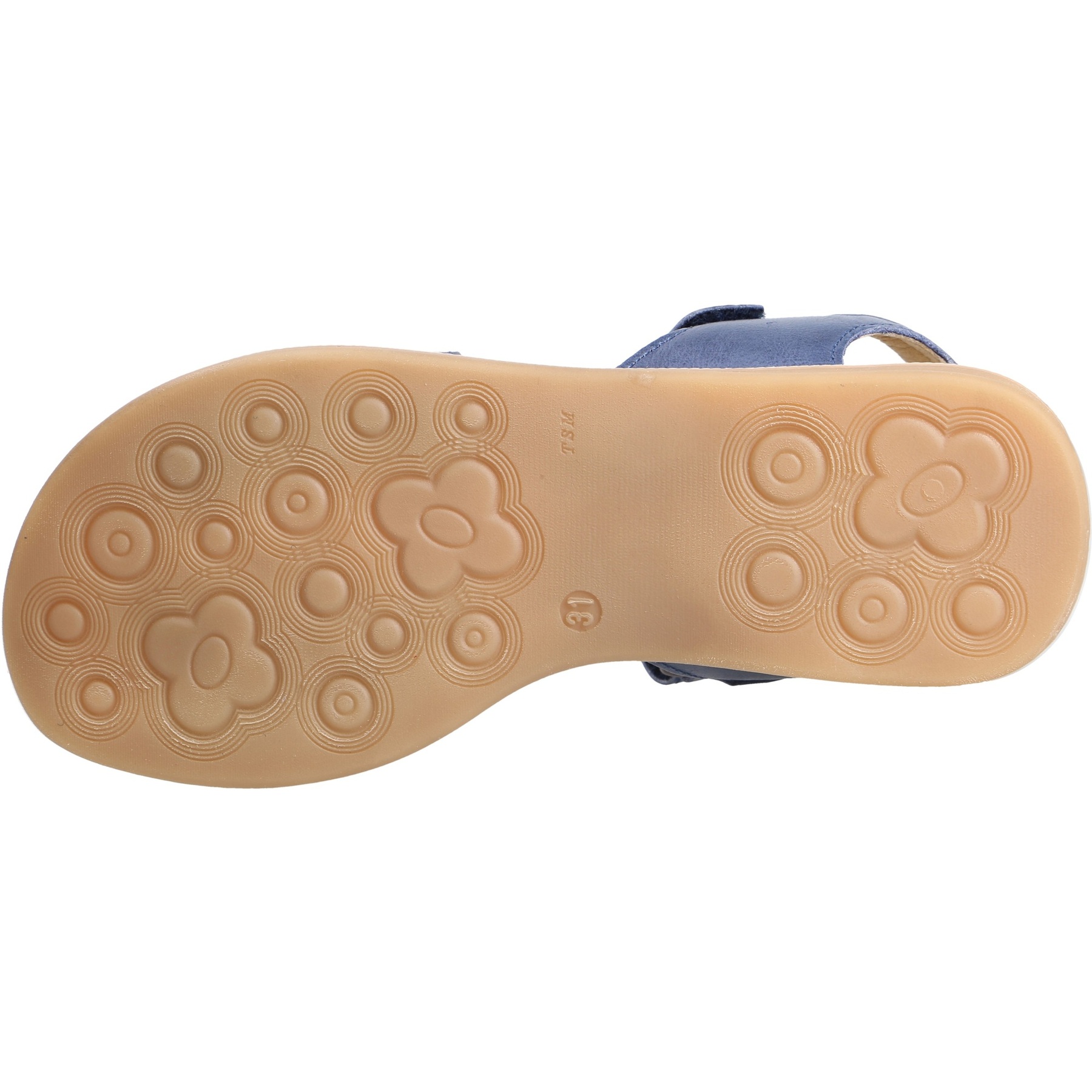 blaue sandale sohlenansicht