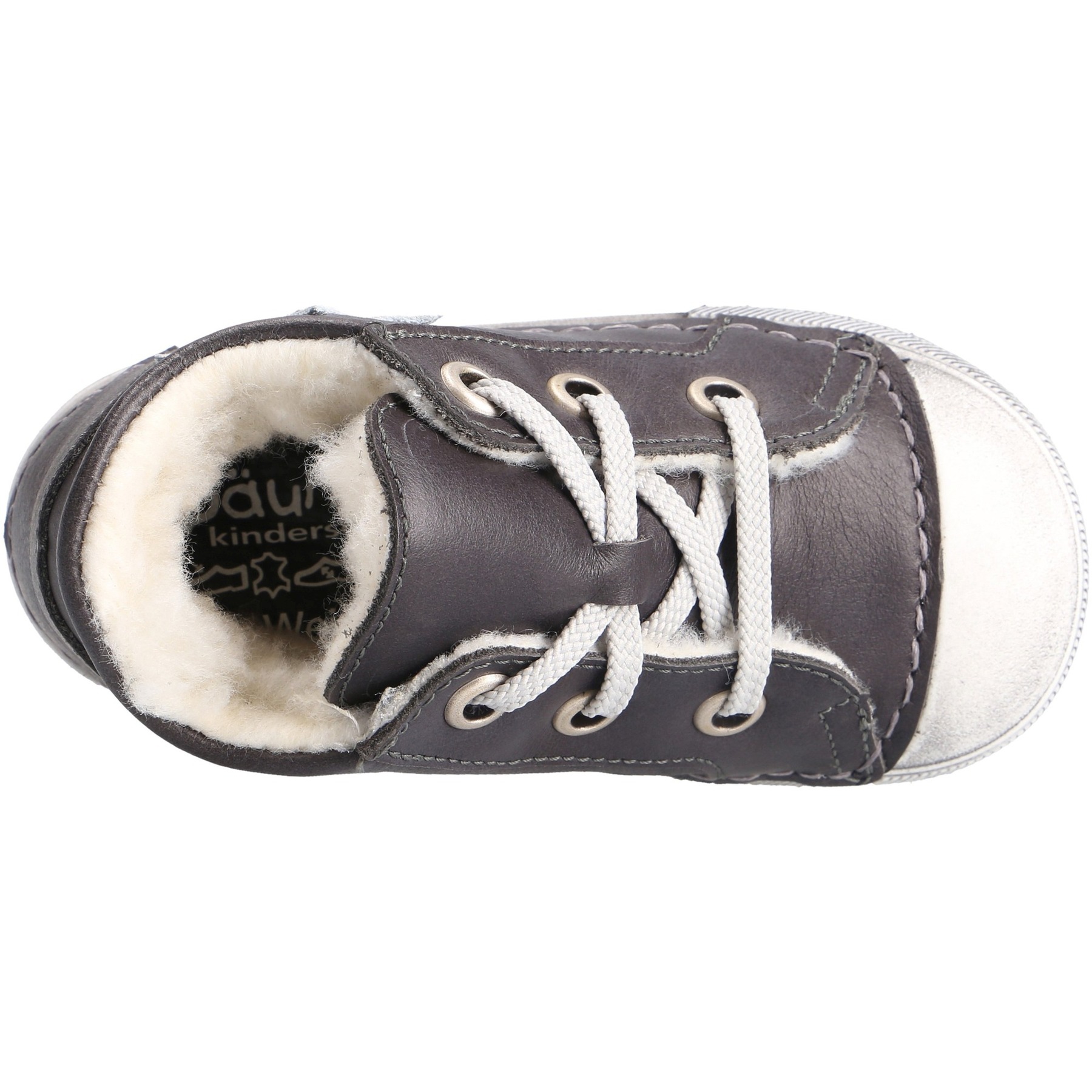 graue lauflernschuhe draufsicht