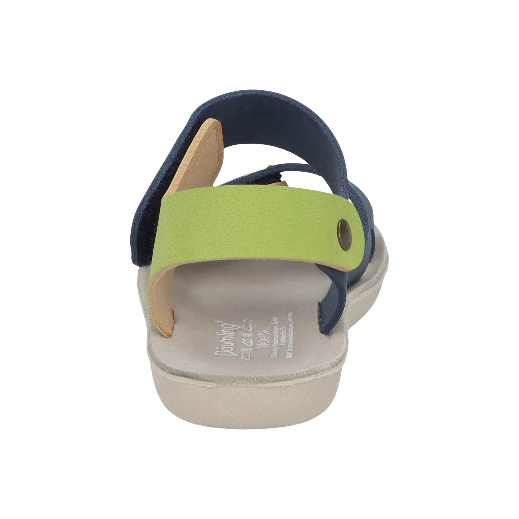 blaue sandale hinteransicht