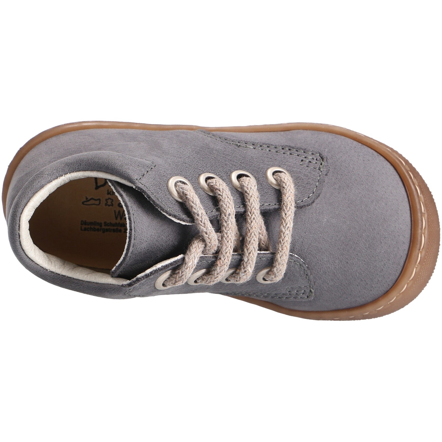 graue lauflernschuhe draufsicht