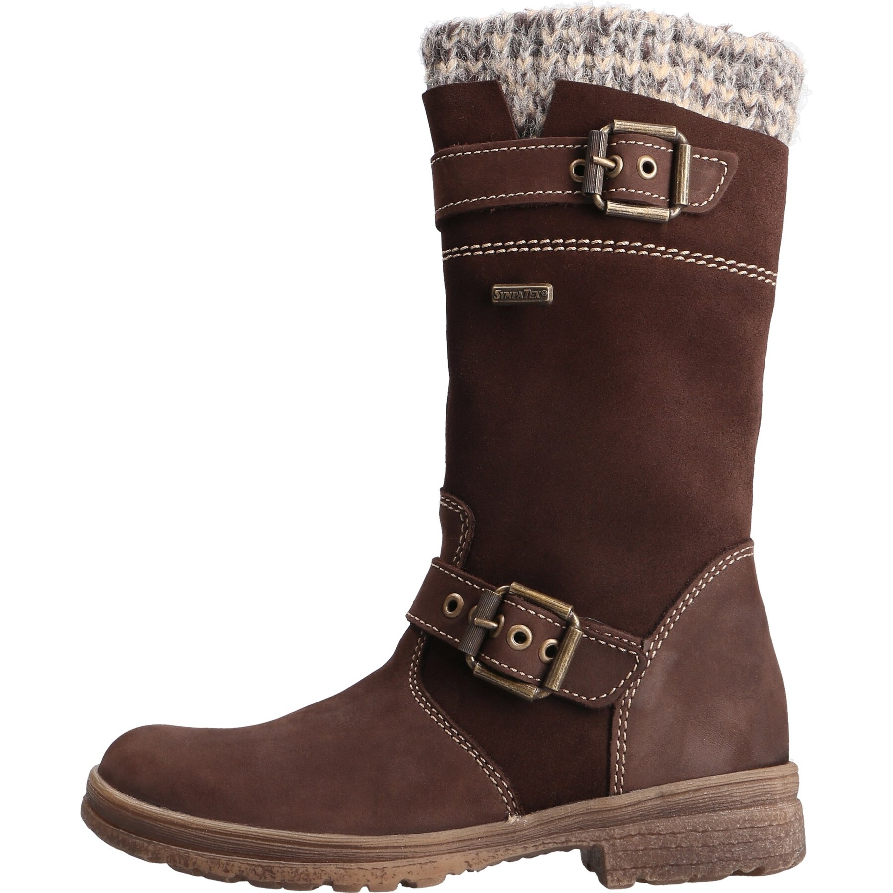 braune stiefel seitenansicht links