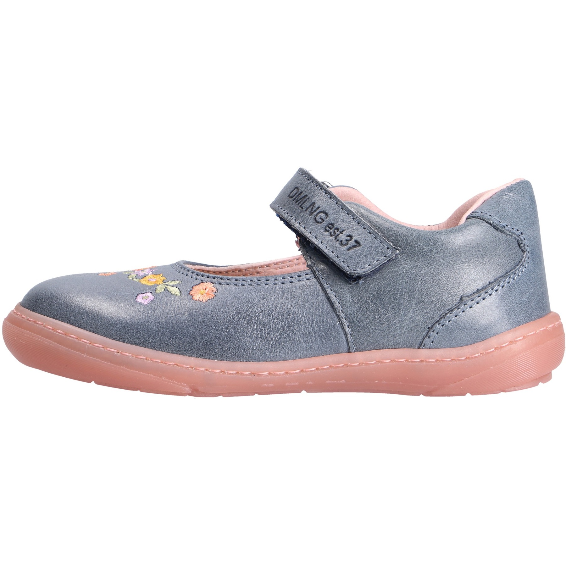 blaue halbschuh seitenansicht links