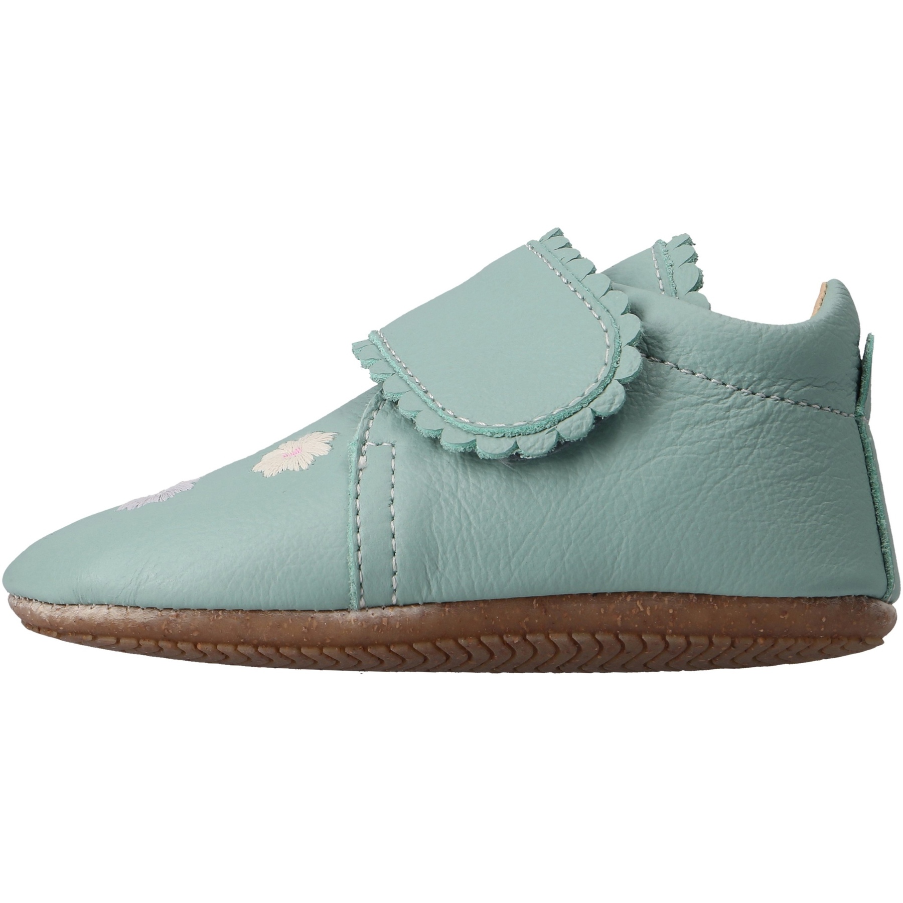 blaue krabbelschuhe seitenansicht links