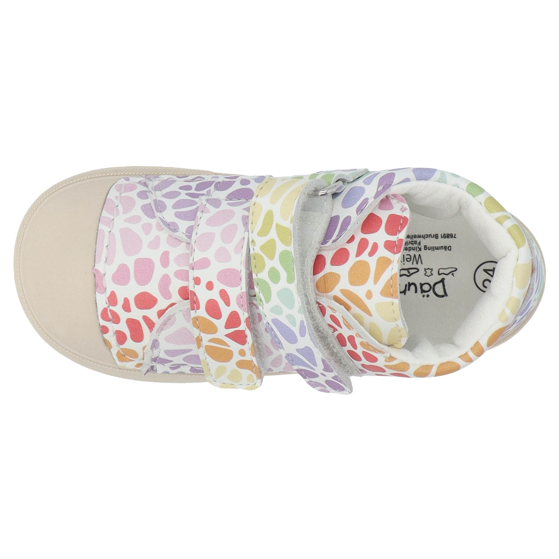 mehrfarbige lauflernschuhe draufsicht