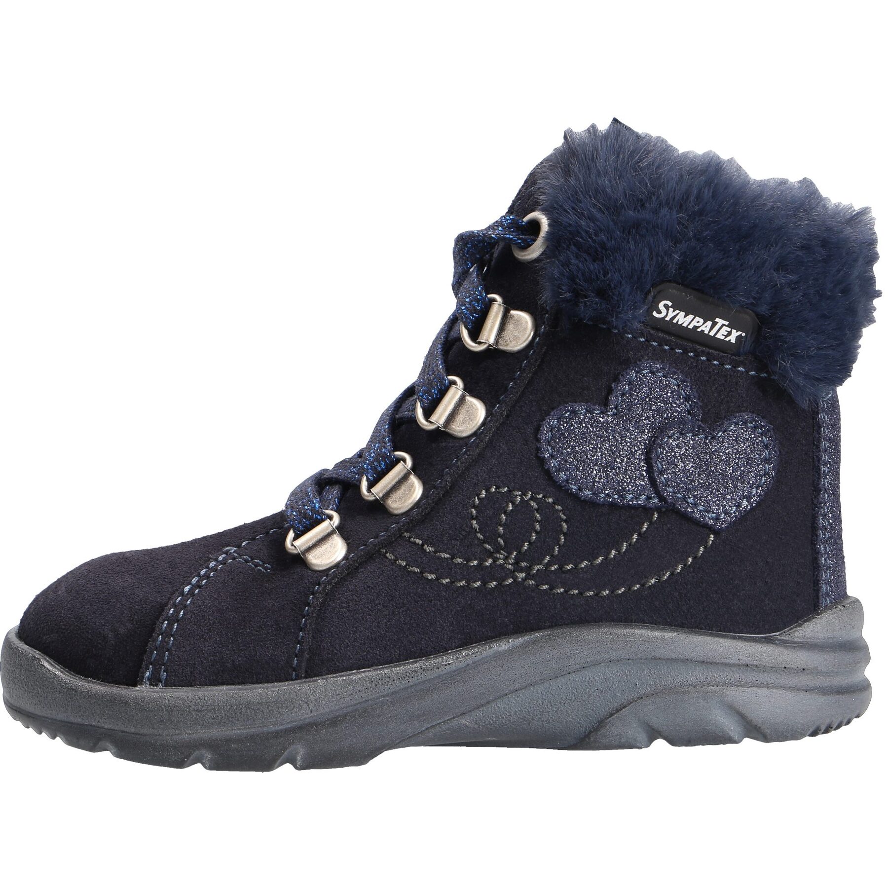 blaue stiefeletten seitenansicht links