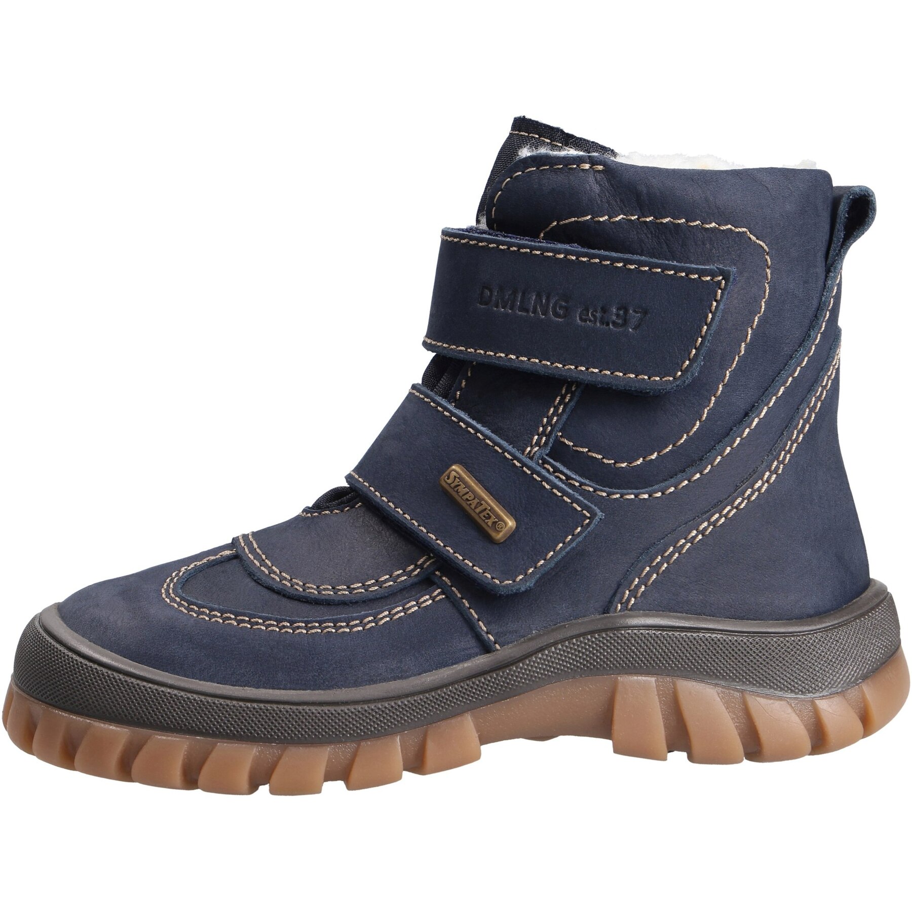 blaue stiefeletten seitenansicht links