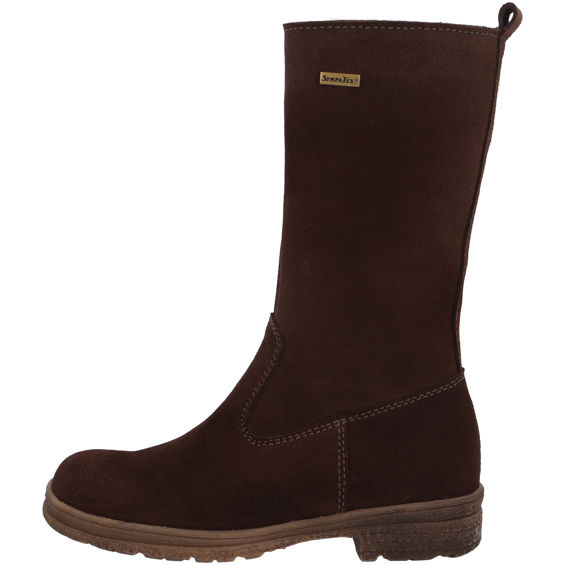 braune stiefel seitenansicht links