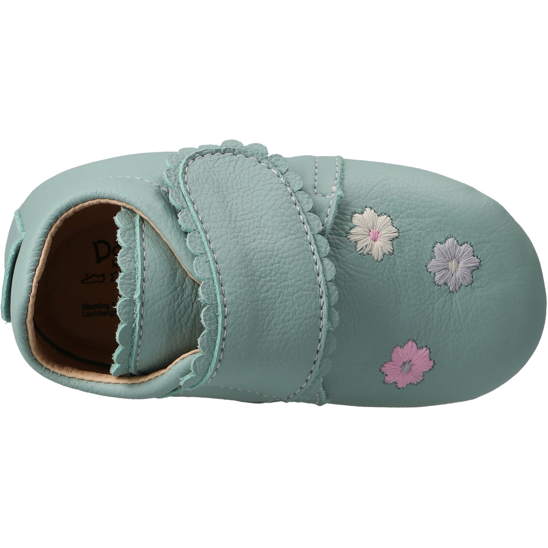 blaue krabbelschuhe draufsicht