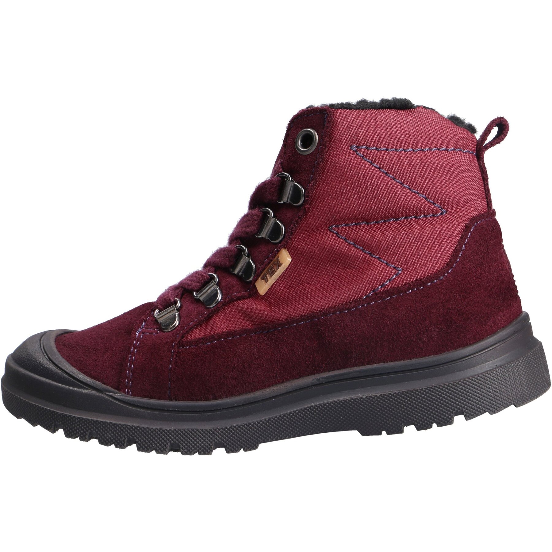 rote stiefeletten seitenansicht links